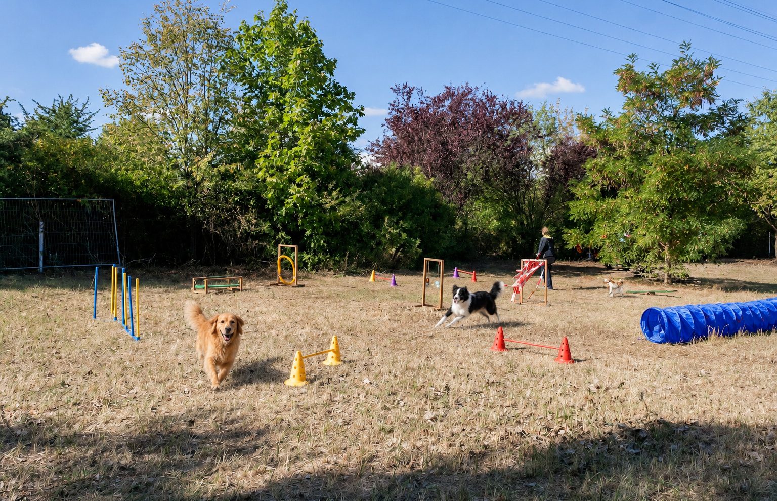 Hunde beim Spielen auf dem Vereinsplatz