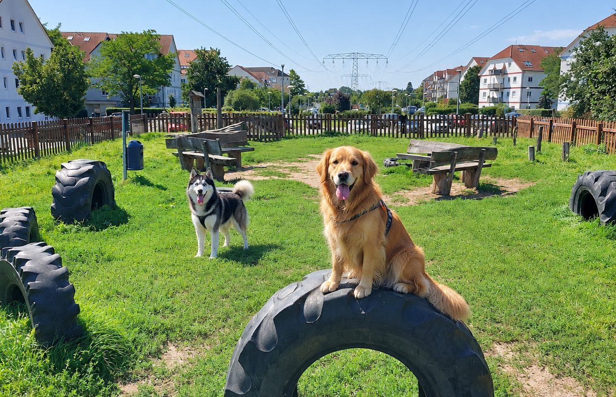 Hunde auf dem Spielplatz in Blankenfelde-Mahlow