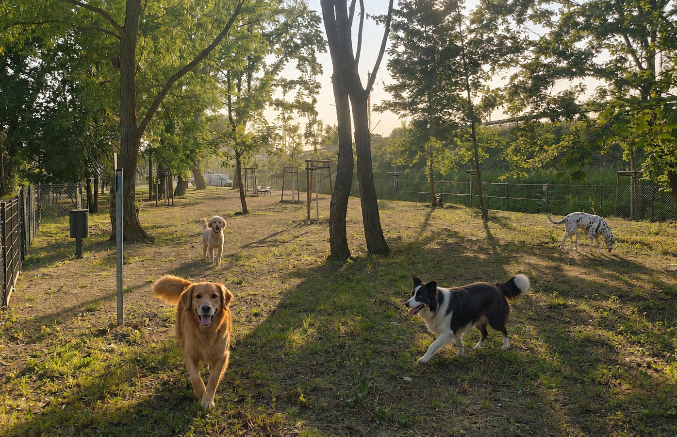 Hunde beim Spielen auf der Wiese